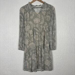 Spartina 449 Floral Long Sleeve V-Neck Tiered Mini Dress Size XS